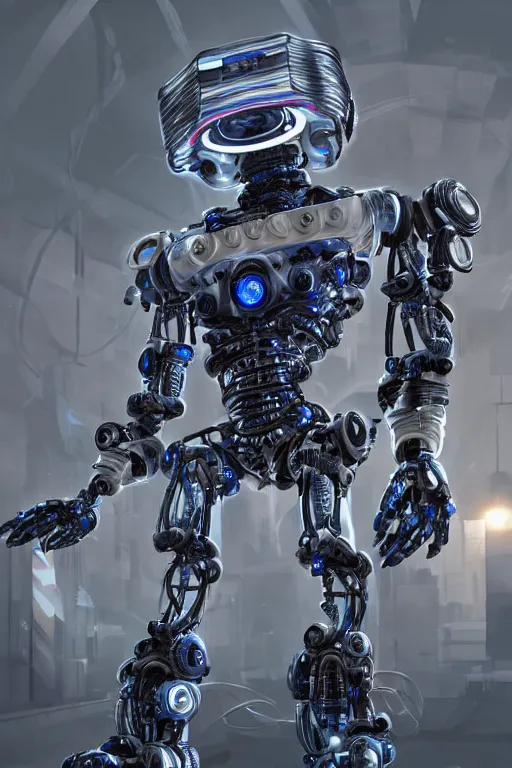 Prompt: a portrait of a extremely intricately detailed beautiful robot lots of cables and lights and connections, highly detailed perfect render, realism. concept art. unreal engine 5, f / 1. 8, v - ray, ultra hd, 8 k, graduation photo, atmospheric beautiful background and beautiful lighting. hyper realism.