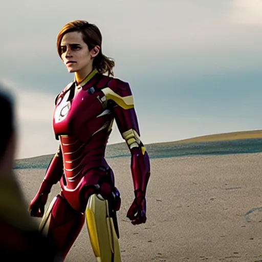 Image similar to a still of emma watson in iron man