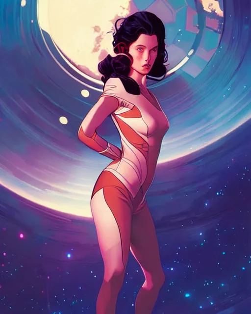 Prompt: artgerm, joshua middleton comic cover art, space castle, science fiction, chiral lighting