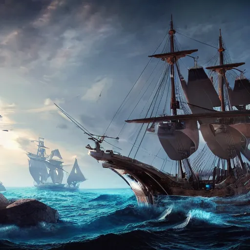 Image similar to ancient ship battle, highly detailed, photorealistic portrait, bright studio setting, studio lighting, crisp quality and light reflections, unreal engine 5 quality render