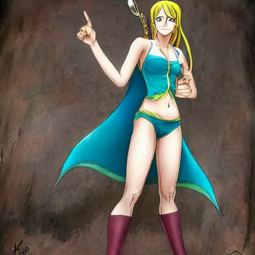 Prompt: a full-body portrait of emma watson as nami from one piece