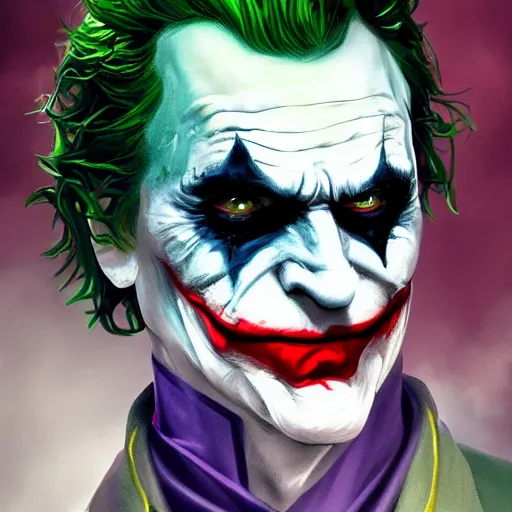 Image similar to the joker as batman, digital painting, amazing detail, artstation, cgsociety