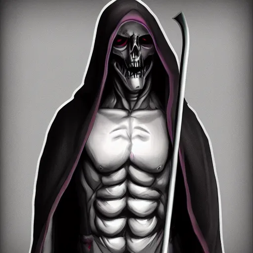 Prompt: Male Rainbow Grim Reaper, artstation