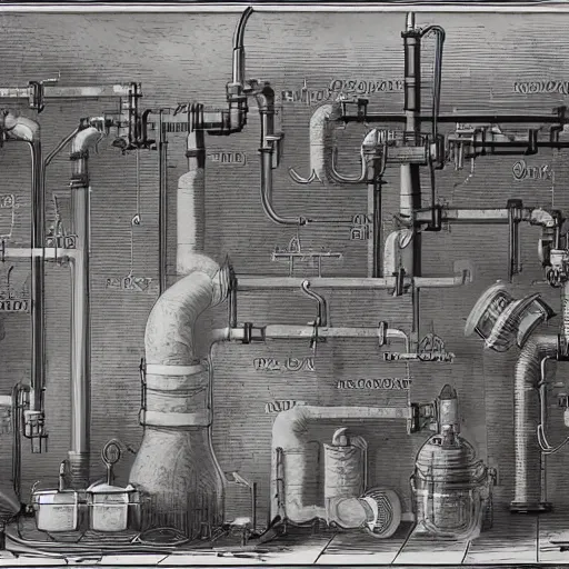 Image similar to highly detailed illustration of sanitary engineering