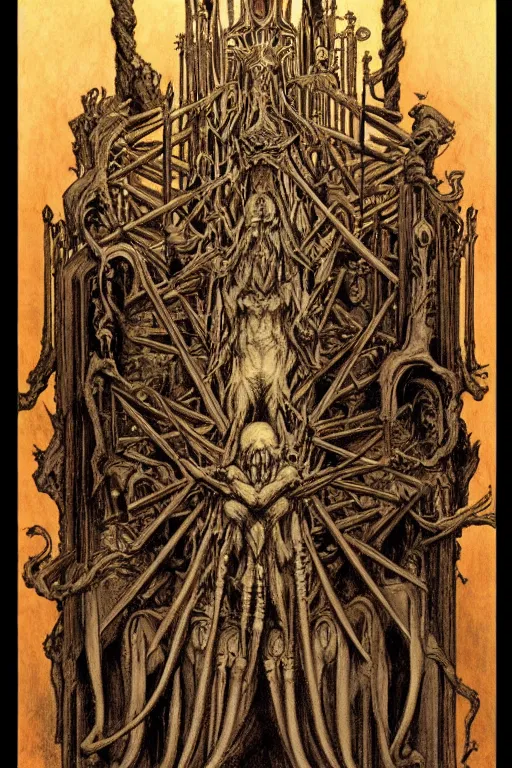 Prompt: occult diagram of a twisted evil pipe organ in the style of wayne barlowe, gustav moreau, goward, Gaston Bussiere and roberto ferri, santiago caruso, ((jose gabriel alegria sabogal)), composition by austin osman spare!