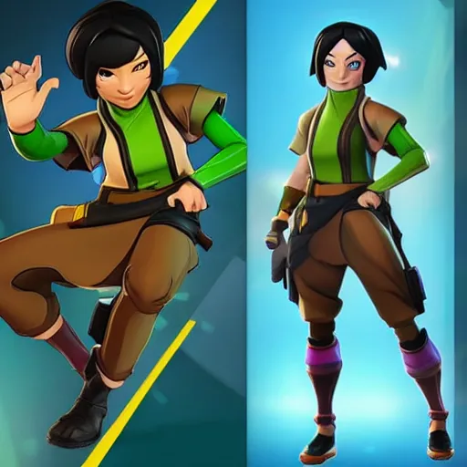 Image similar to toph beifong in fortnite, character render, full body shot, highly detailed, in game render