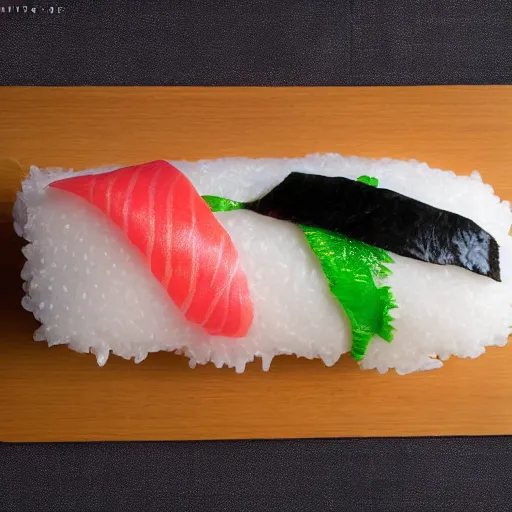 Image similar to a sushi pillow, product photography, highly detailed, epic lighting, hyper photorealism, 8 k