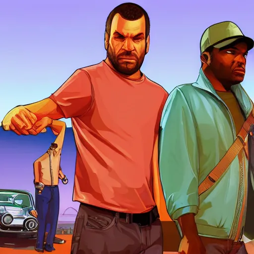 Image similar to Fall Guys in GTA 5, cover art by Stephen Bliss, boxart, loading screen