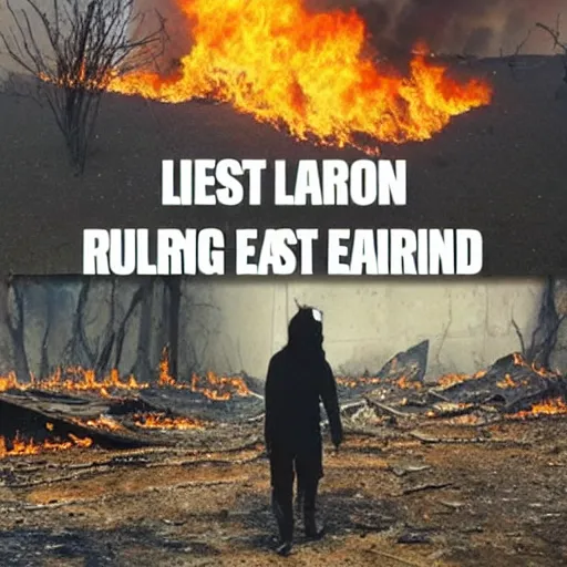 Prompt: last person to leave a burning ruined earth