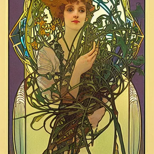 Image similar to Sticker of a ecosystem in a bottle , elegant art nouveau style, Alphonse Mucha, james gurney