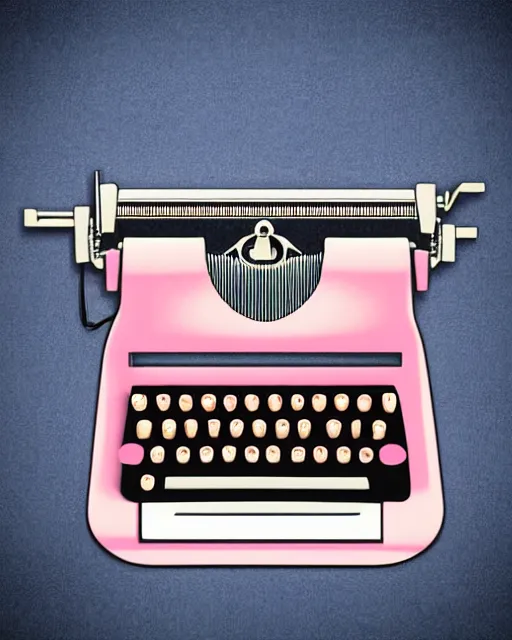 Image similar to artdeco illustration digital art typewriter. retro. colorful pastel. 3 d.