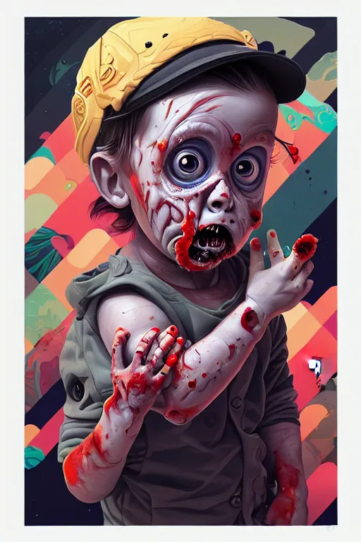 Image similar to a baby zombie in a pocket, tristan eaton, victo ngai, artgerm, rhads, ross draws