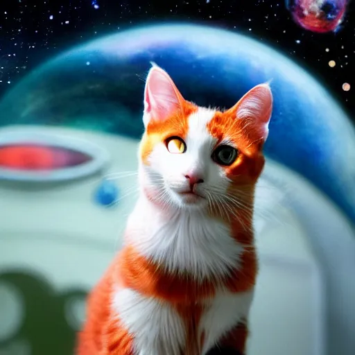 Image similar to a calico cat as an astronout