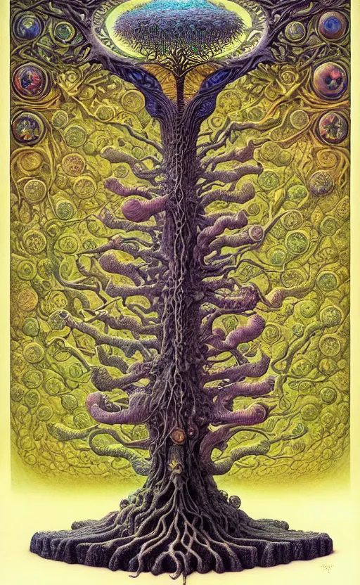 Image similar to tree of life by roger dean and andrew ferez, art forms of nature by ernst haeckel, divine chaos engine, symbolist, visionary, art nouveau, botanical fractal structures, organic, detailed, realistic, surreality