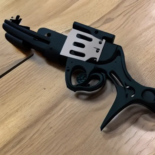 Image similar to a 3 d printed, futuristic revolver that takes glock mags. 4 k, shot on an iphone 1 2.