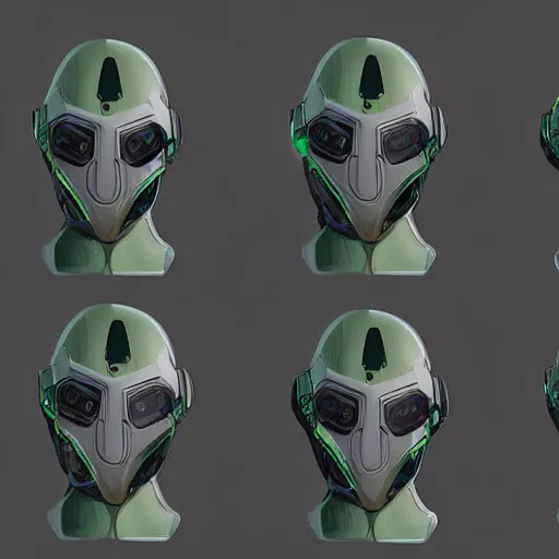 Image similar to military cyber nano mechanical mask futuristic headgear helmet protection multiple concept art detailed
