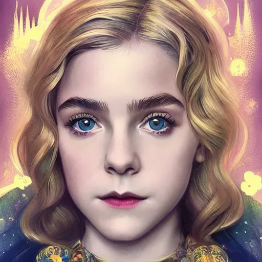 Image similar to Kiernan Shipka as Sabrina Spellman, cute, fantasy, intricate, elegant, highly detailed, digital painting, 4k, HDR, concept art, smooth, sharp focus, illustration, art by artgerm and H R Giger and alphonse mucha