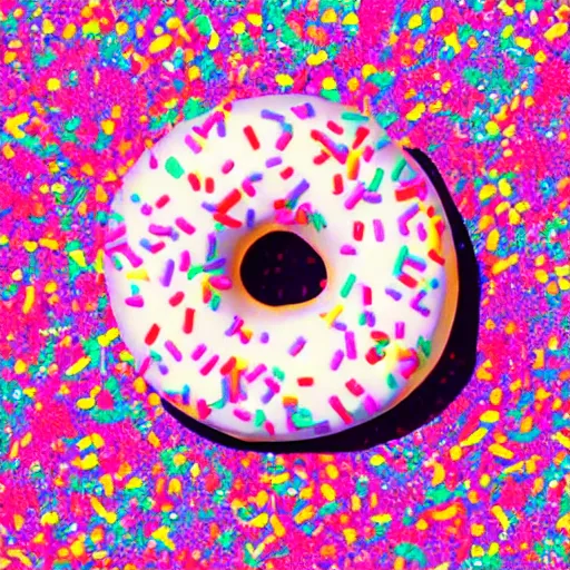 Image similar to strawberry frosted donut with sprinkles, pop art, album cover, shadow,