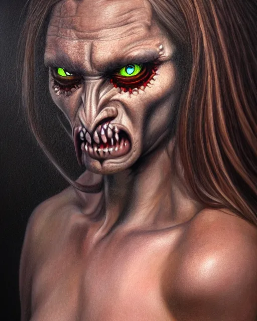 Image similar to a realistic detailed portrait painting of a demon