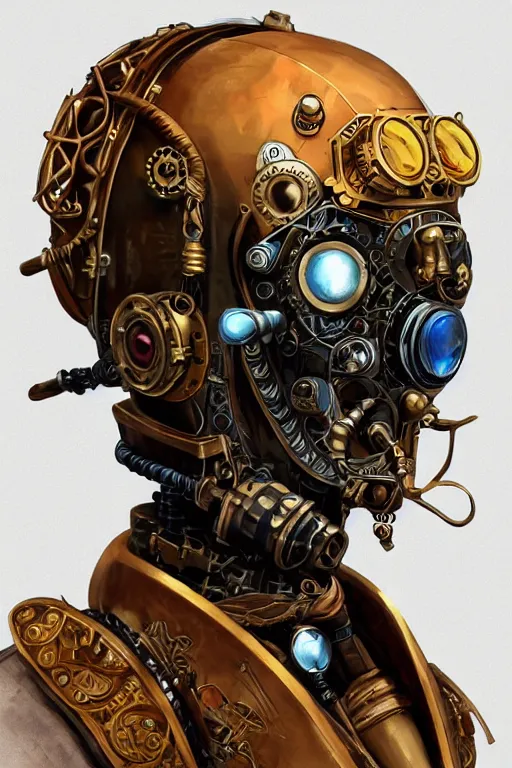 Image similar to steampunk helmet fantasy art mask robot ninja stylized digital illustration sharp focus, elegant intricate digital painting artstation concept art global illumination ray tracing advanced technology chaykin howard and campionpascale and cooke darwyn and davis jack