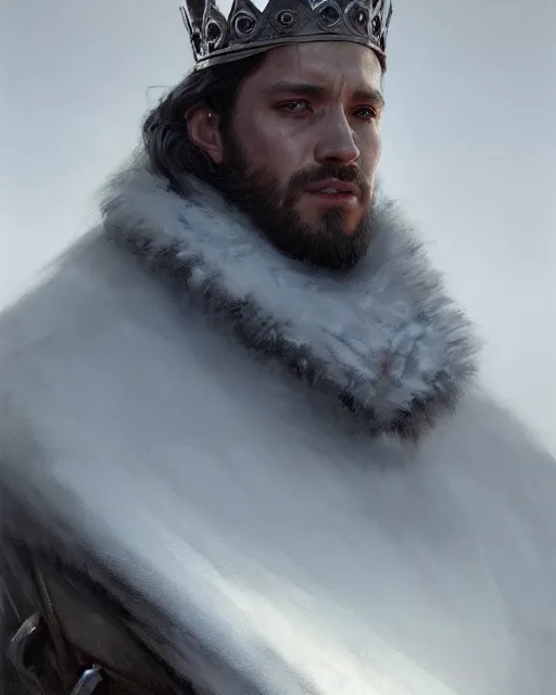 Image similar to the king in the north, with iron crown, without a beard | | realistic shaded, fine details, realistic shaded lighting painting by greg rutkowski, diego gisbert llorens, magali villeneuve, artgerm, jeremy lipkin, michael garmash, rob rey