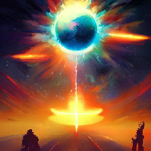 Image similar to an exploding star, by anato finnstark, by alena aenami, by john harris, by ross tran, by wlop, by andreas rocha