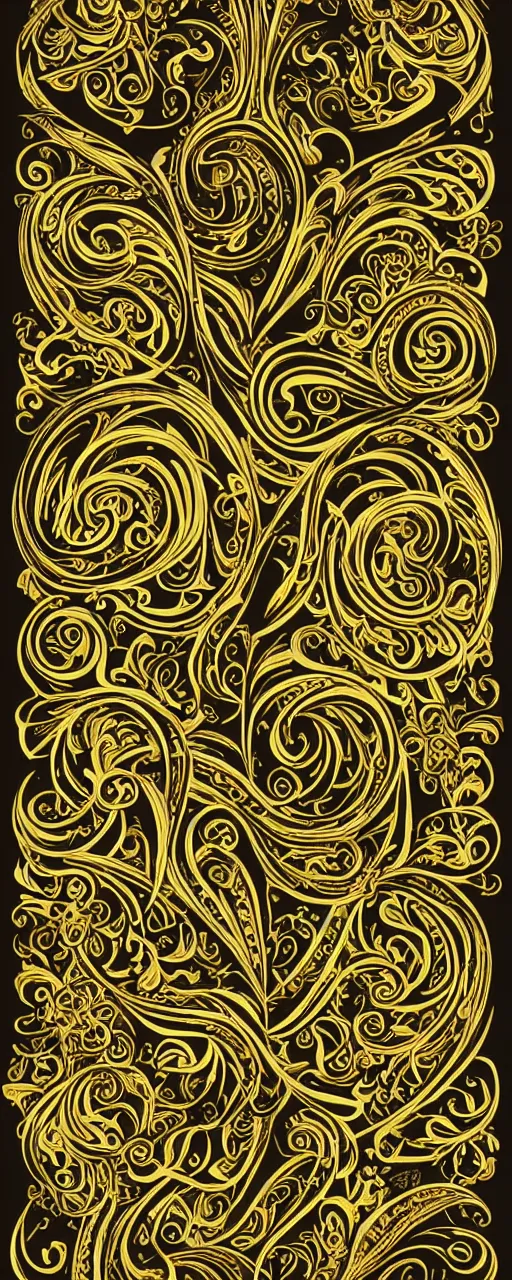 Prompt: decorative border, art nouveau gilded swirls and spirals, black background, trending on cgsociety