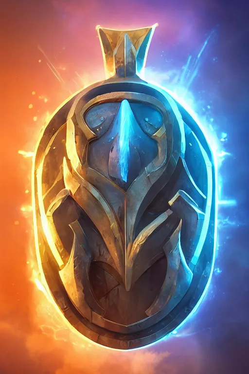 Image similar to shield fantasy epic legends game icon stylized digital illustration radiating a glowing aura global illumination ray tracing hdr fanart arstation by ian pesty and katarzyna da „ bek - chmiel