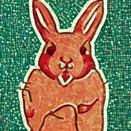 Image similar to a rabbit eating raspberries in the style of ancient mosaic