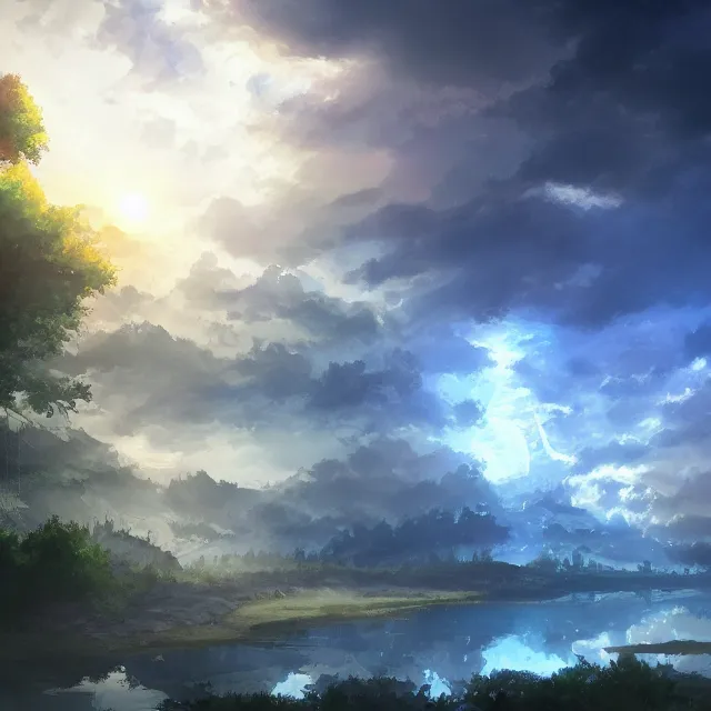 Image similar to detailed 風 景 + luminescent 背 景 + scenery artwork 厚 塗 り, artstation!! pixiv!!