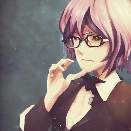 Prompt: food fantasy whiskey, female, concept art, highly detailed, makoto shinkai, glasses