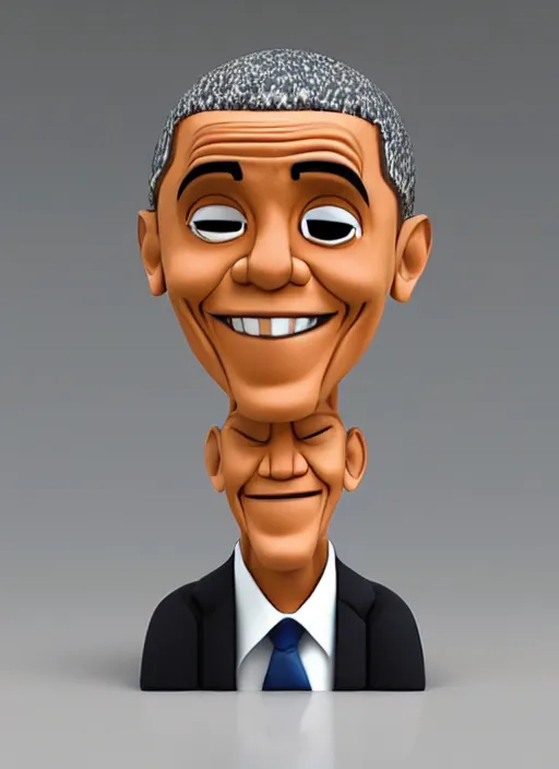 Image similar to barack obama as a cute cartoon character, 3 d clay figure, kawaii