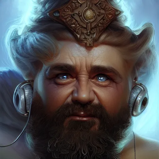 Prompt: an epic portrait of dwarf god of music by stanley artgerm lau, diego gisbert llorens, mark brooks, charlie bowater, very detailed face, insanely detailed and intricate, vivid and vibrant, highly detailed, cinematic lighting, concept art, artstation