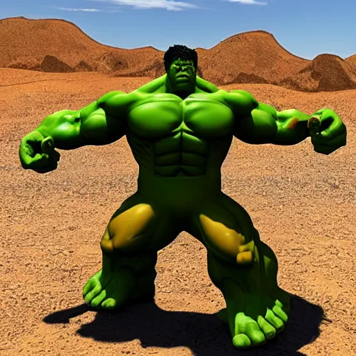 Image similar to hulk in desert