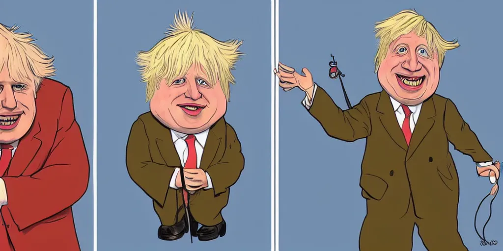 Image similar to boris johnson as the disney version of pinocchio, with a long nose, in the style of kim jung gi