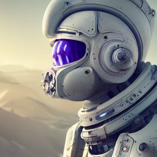 Image similar to photography portrait of a white futuristic steampunk space builder suit armor, in an colorful alien planet, ultra detail, beautiful light, high detail, 8 k, f / 2. 8, octane render