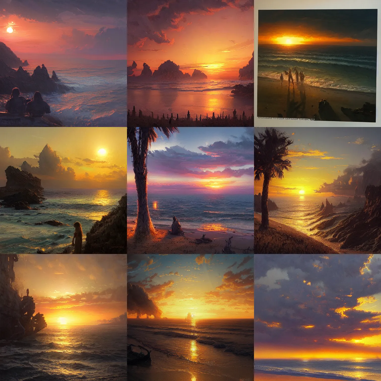 Prompt: insanely detailed sunset by greg rutkowski and james gurney.