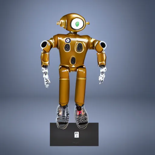 Prompt: a robot jockey, wearing silky baggi suit