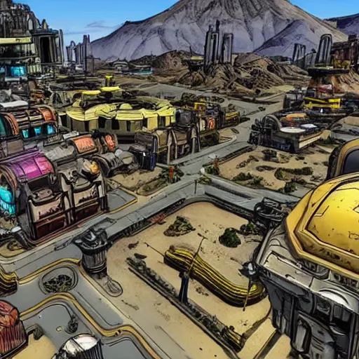 Image similar to a hyperion mega city in borderlands