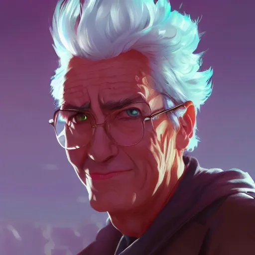 Image similar to portrait of rick sanchez, matte art by ross tran, artstation