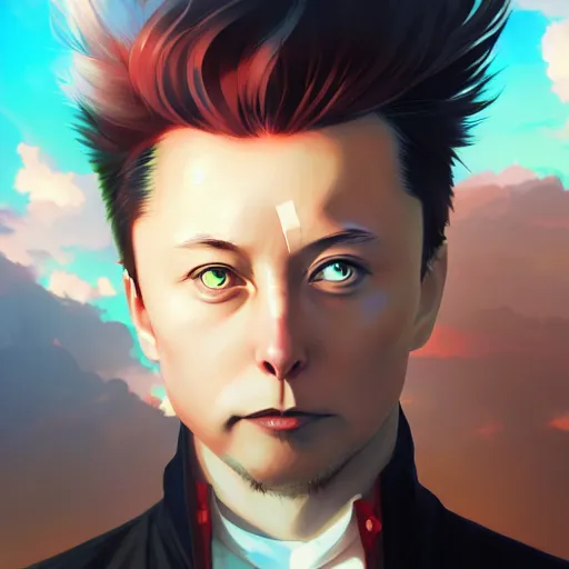 Image similar to anime portrait of elon musk as an anime cat girl by Stanley Artgerm Lau, WLOP, Rossdraws, James Jean, Andrei Riabovitchev, Marc Simonetti, and Sakimichan, trending on artstation