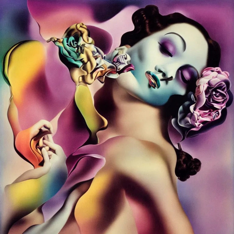 Prompt: portrait fragrance packshot by salvador dali, highly detailed, vibrant colors,