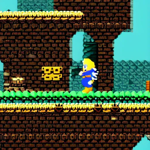 Image similar to Geralt of Rivia in New Super Mario Bros, screenshot, nintendo wii videogame