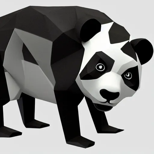 Prompt: low polygon panda 3d