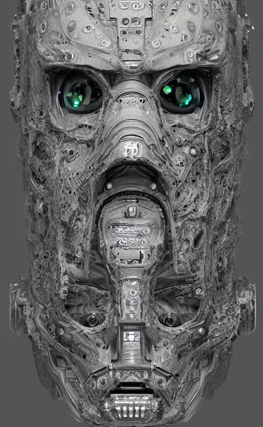 Image similar to an intricate, detailed face of an android, greebles, bioluminescence skin with ferrofluids on it, unreal engine, trending on artstation, bladerunner 2049