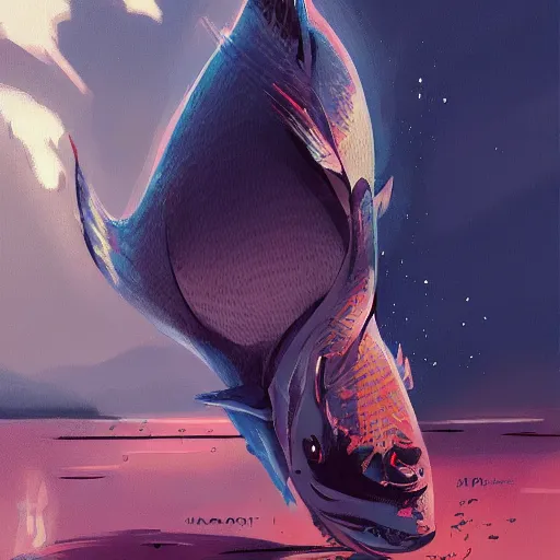 Image similar to a fish with a suit, by anato finnstark, by alena aenami, by john harris, by ross tran, by wlop, by andreas rocha