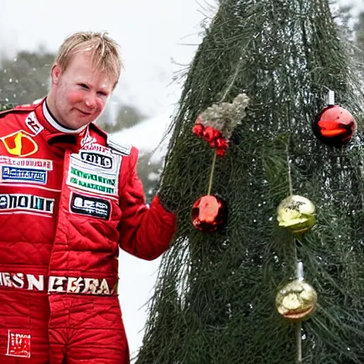 Image similar to Petter Solberg after he crashed into the christmas tree