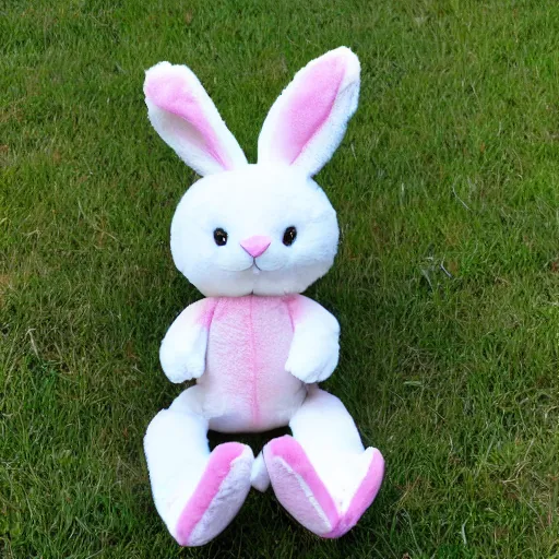 Image similar to plush stuffed animal bunny, fabric, marketing, bright, colorful, kids toy