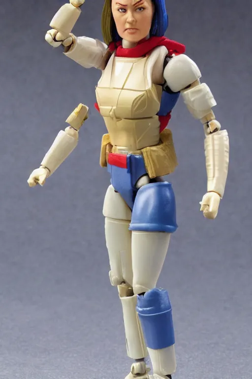 Prompt: 1 9 8 6 kenner female action figure, 5 points of articulation, perfect human female proportions, sci fi, 8 k resolution, high detail, front view, t - pose, space, star, he - man, gi joe, he man, warhammer 4 0 0 0