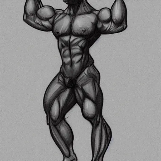 Image similar to master furry artist charcoal sketch lines full body portrait character study of the anthro male anthropomorphic wolf fursona animal person wearing gym shorts bodybuilder at gym